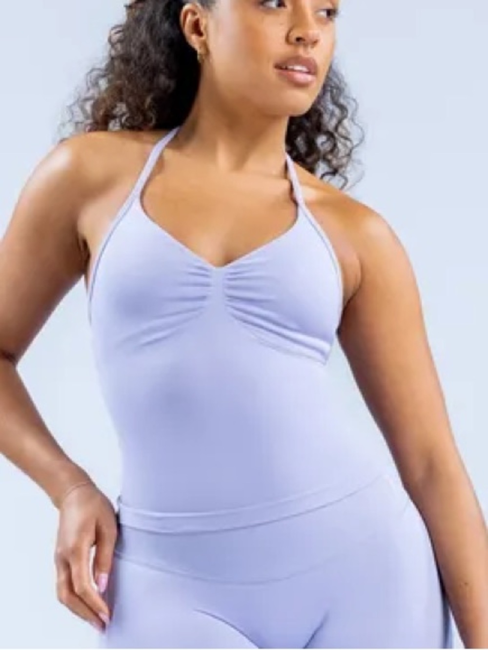 DFYNE Impact Longline Strappy Halter Tank Top Lilac Medium